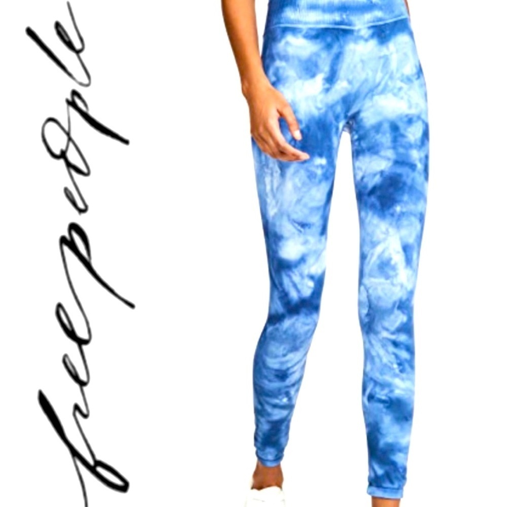 FREE PEOPLE Movement® Good Karma Tie Dye Leggings In Rogue Blue Combo NWT